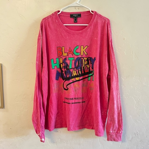Forever 21 Other - Forever 21 Mens Hot Pink Graphic Long Sleeve Tee Shirt Extra Large